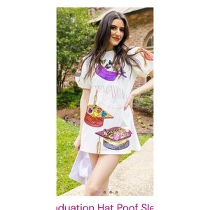 Queen of Sparkles Graduation Hat Poof Sleeve dress size small